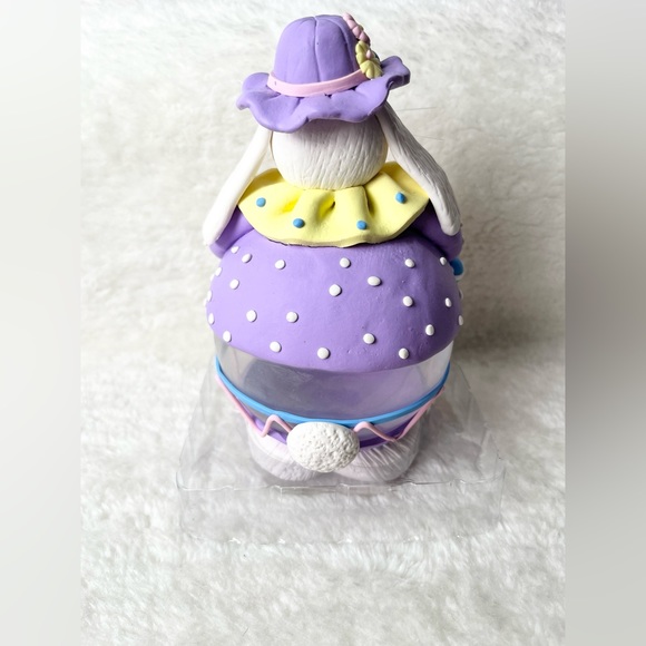 Collectible Easter Glass Ball Polymer Clay White Bunny Rabbit Figure Decor - Picture 8 of 12